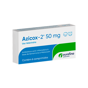 Azicox-2 50mg Antibiótico para Cães e Gatos Ourofino - 6 comprimidos