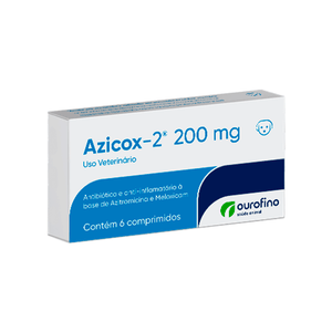 Azicox-2 200mg Antibiótico para Cães e Gatos Ourofino - 6 comprimidos