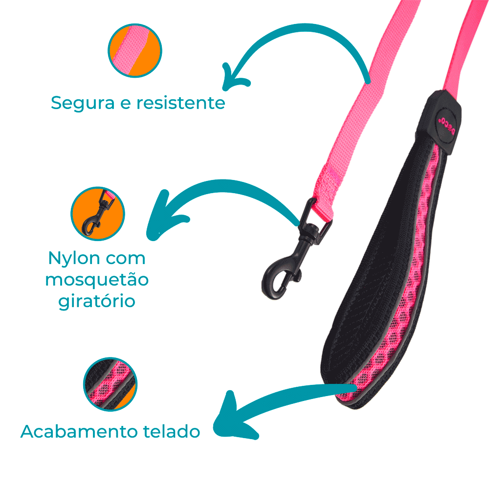 Guia para Cachorro Rede Doco Rosa