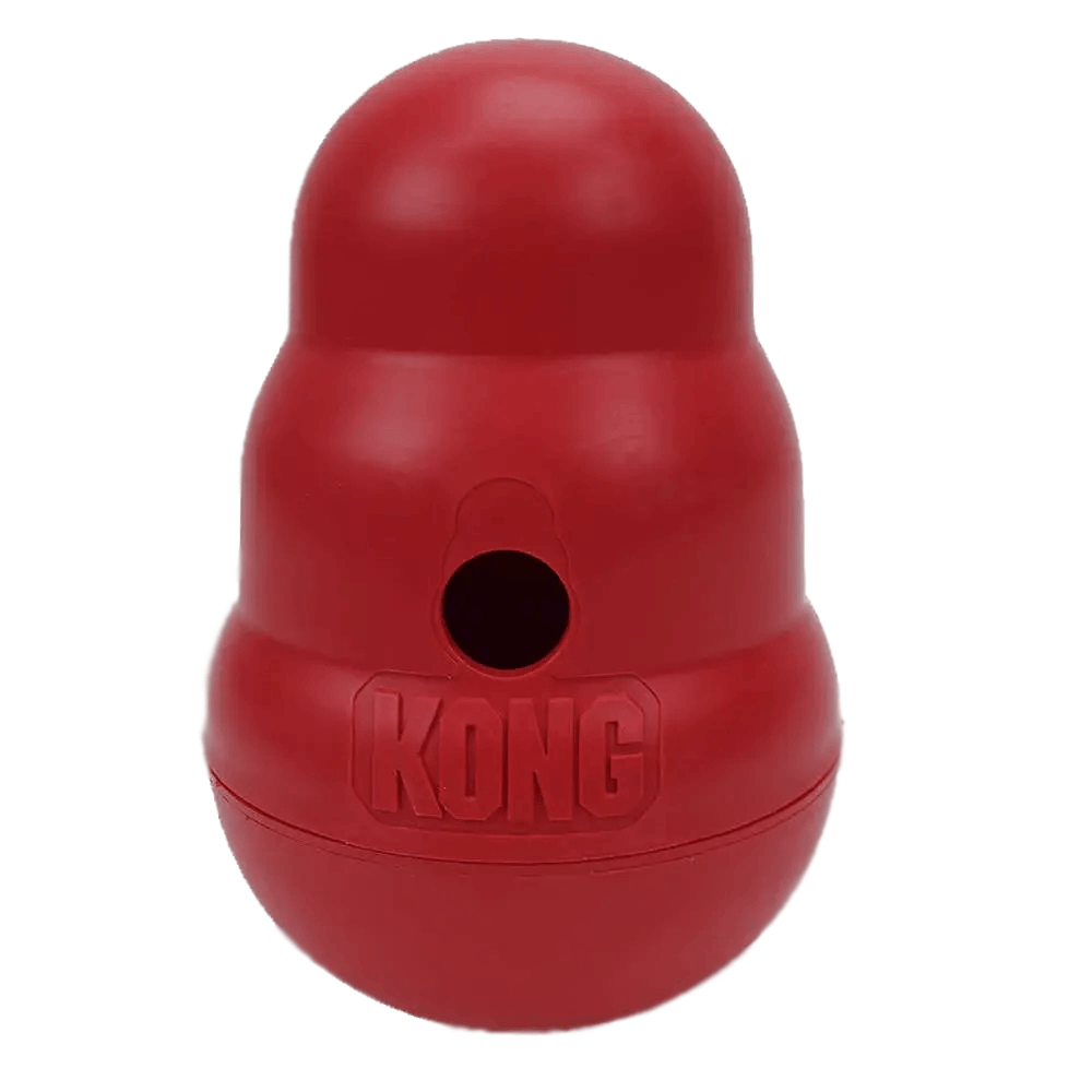 Brinquedo Dispenser para Ração ou Petisco Kong Wobbler Vermelho