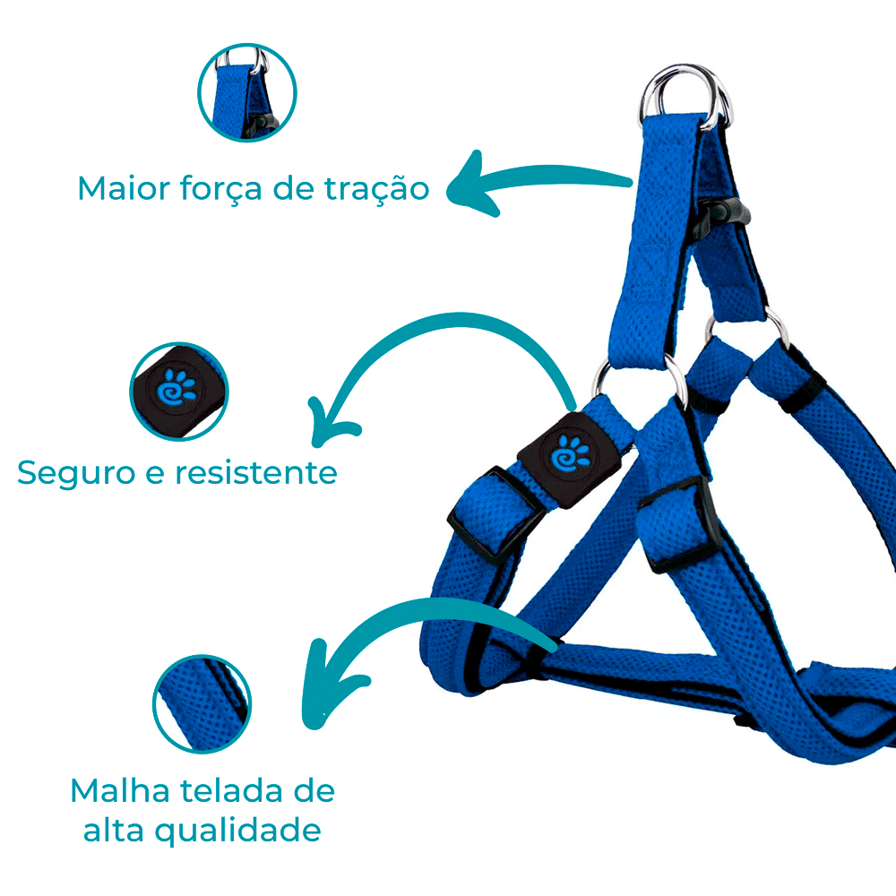 Peitoral Cães Doco Puffy Air Azul
