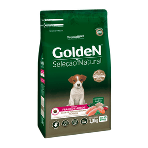 Ração Golden Seleção Natural Cães Filhotes Porte Pequeno Frango e Arroz Mini Bits