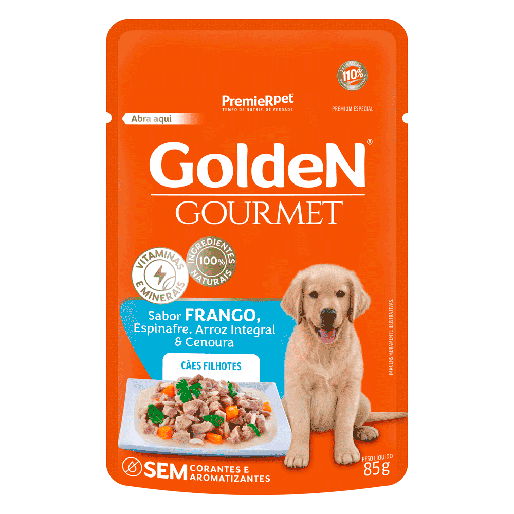 Ração Úmida Golden Gourmet Cães Filhotes Frango