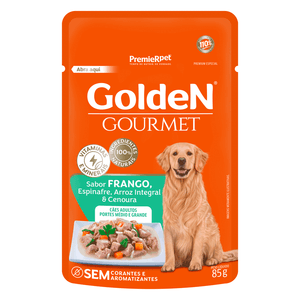 Ração Úmida Golden Gourmet Cães Adultos Portes Médio e Grande Frango - 85 g