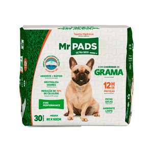 Tapete Higiênico Mr Pads Grama 80x60cm Procão - 30 unidades