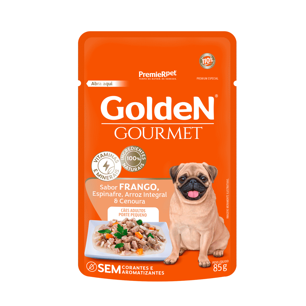 Ração Úmida Golden Gourmet Cães Adultos Porte Pequeno Frango