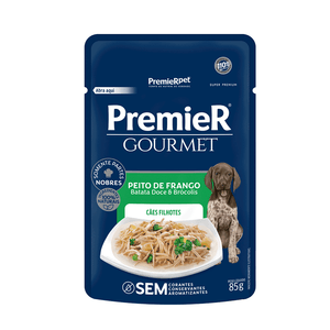 Ração Úmida Premier Gourmet Cães Filhotes Peito de Frango, Batata Doce e Brócolis - 85 g