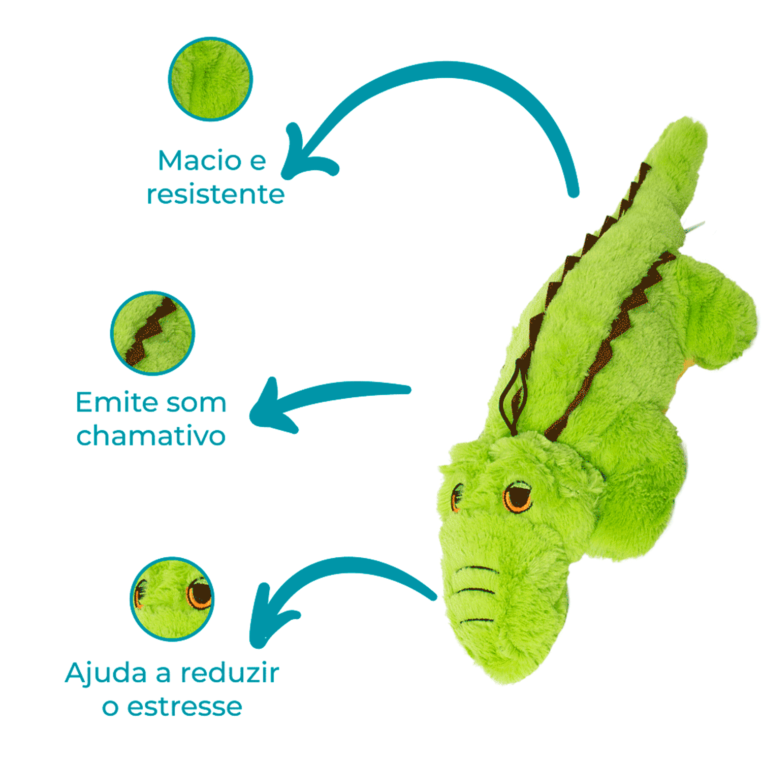 Mordedor Pelúcia Jambo Jacaré Super Fofo Detalhes