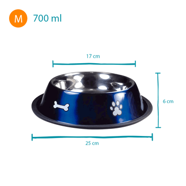 Comedouro Inox Rubber Print Azul Jambo Medidas M