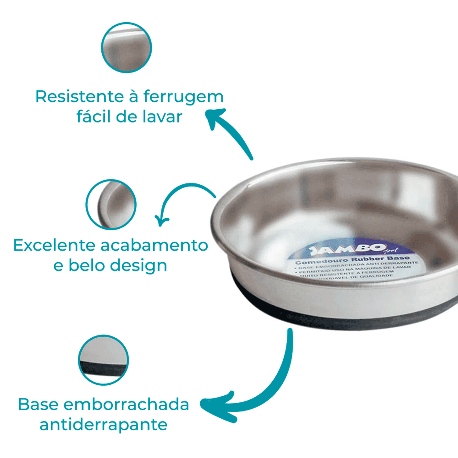 Comedouro Gatos Inox Jambo Detalhes