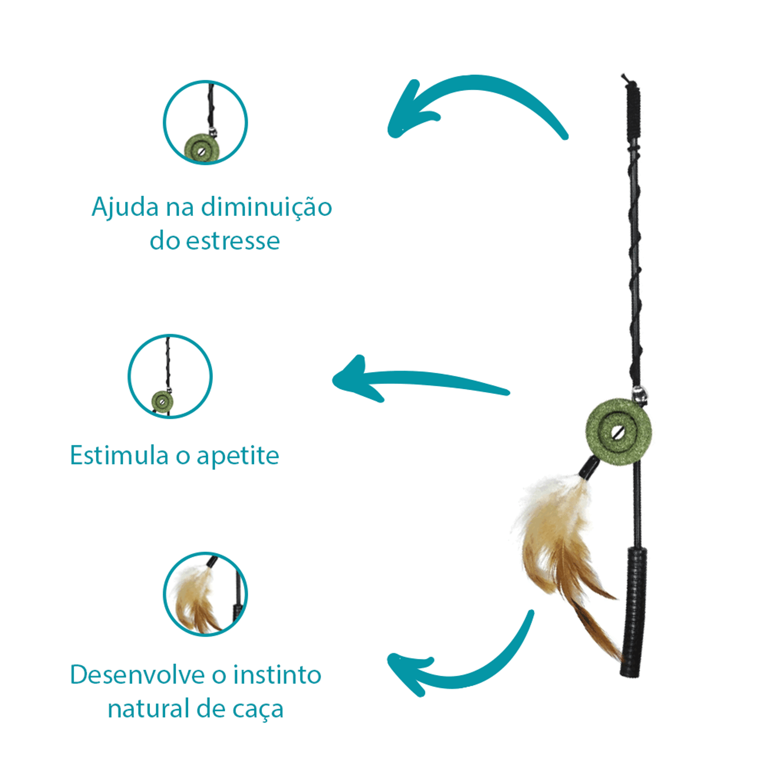 Brinquedo Roda Catnip Jambo Com Pena características