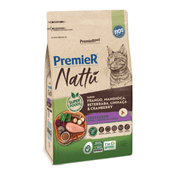 Ração Premier Nattu Gatos Adultos Castrados Mandioca 1,5 kg lado