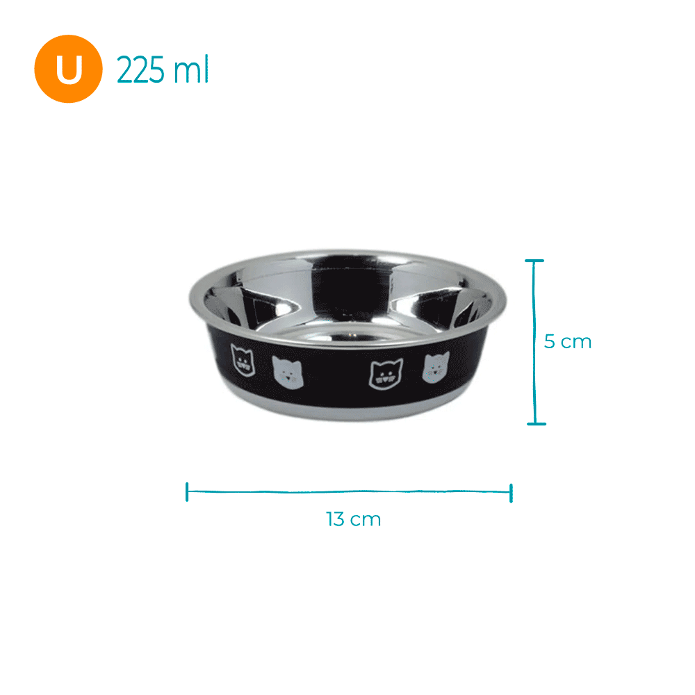Comedouro Gatos Inox Fusion Preto Jambo