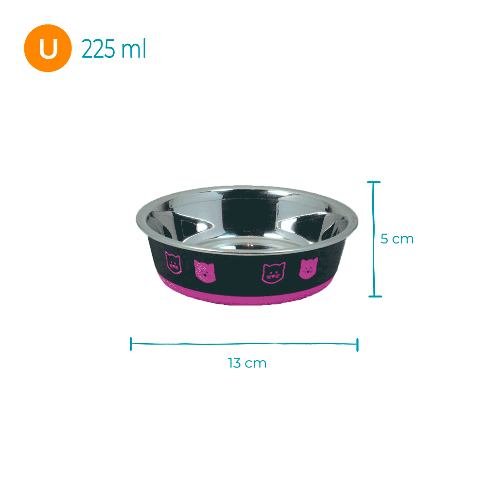Comedouro Gatos Inox Fusion Rosa Jambo
