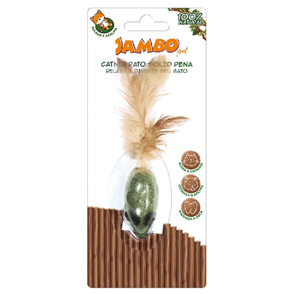 Brinquedo de Catnip Jambo Rato Solid Com Pena