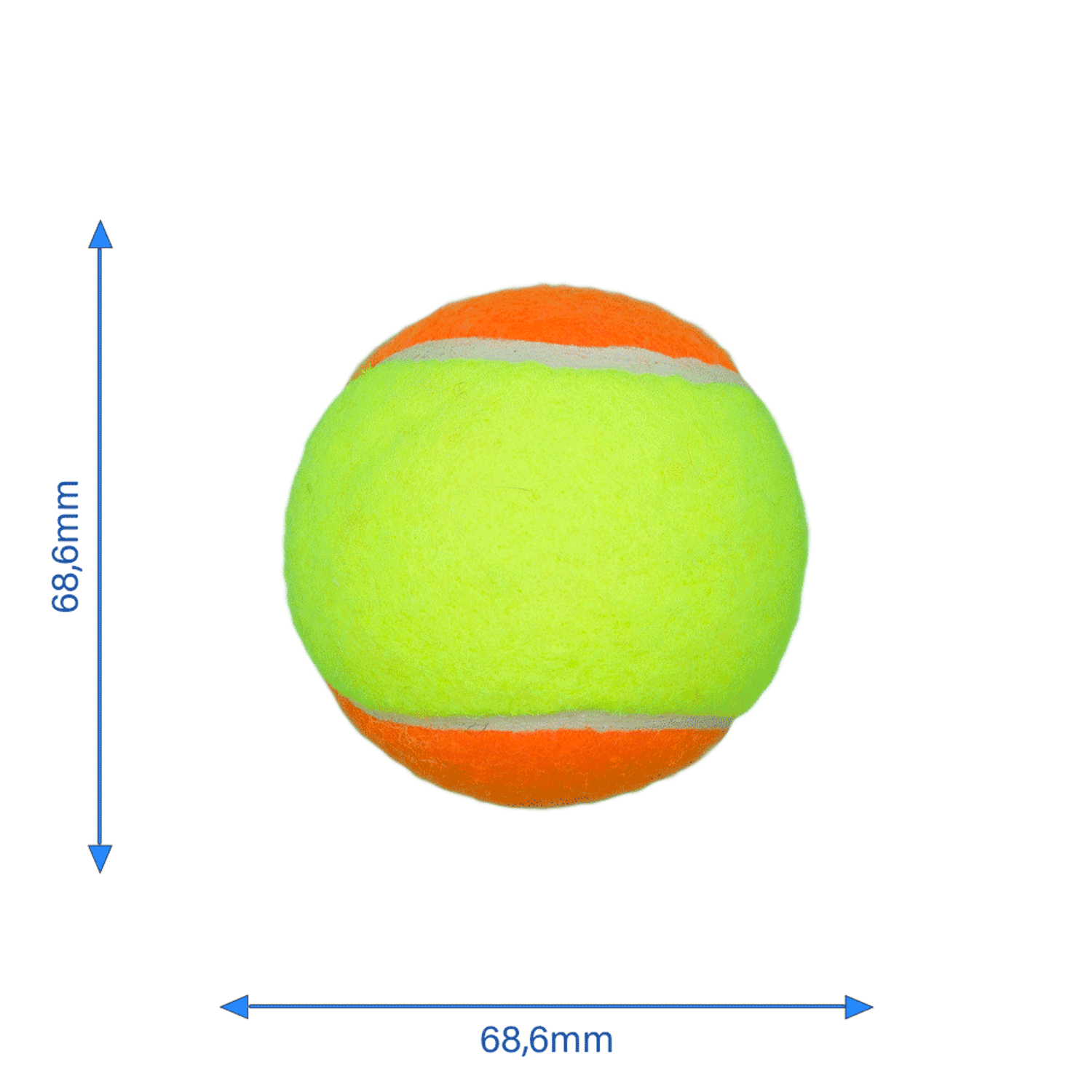 Medidas-da-Bolinha-de-Tenis-Bicolor-LCM-Amarelo-e-Laranja