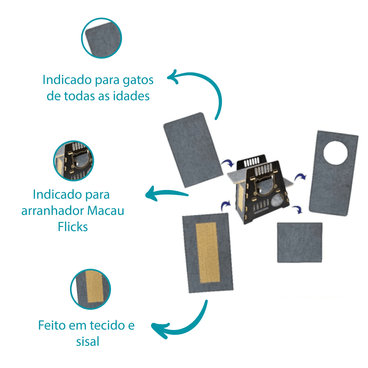 Refil Tapete para Arranhador Macau Flicks Cinza Características