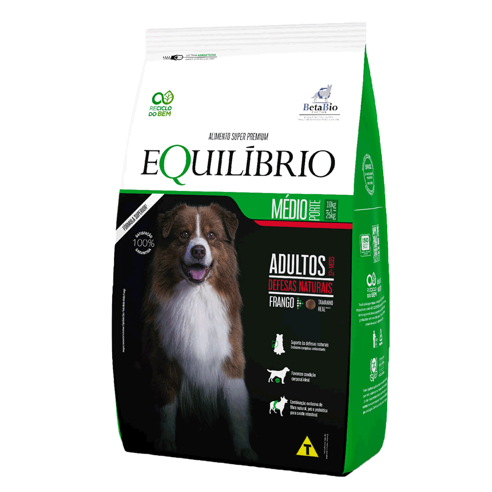 Ração Equilíbrio para Cães Adultos Porte Médio Frango