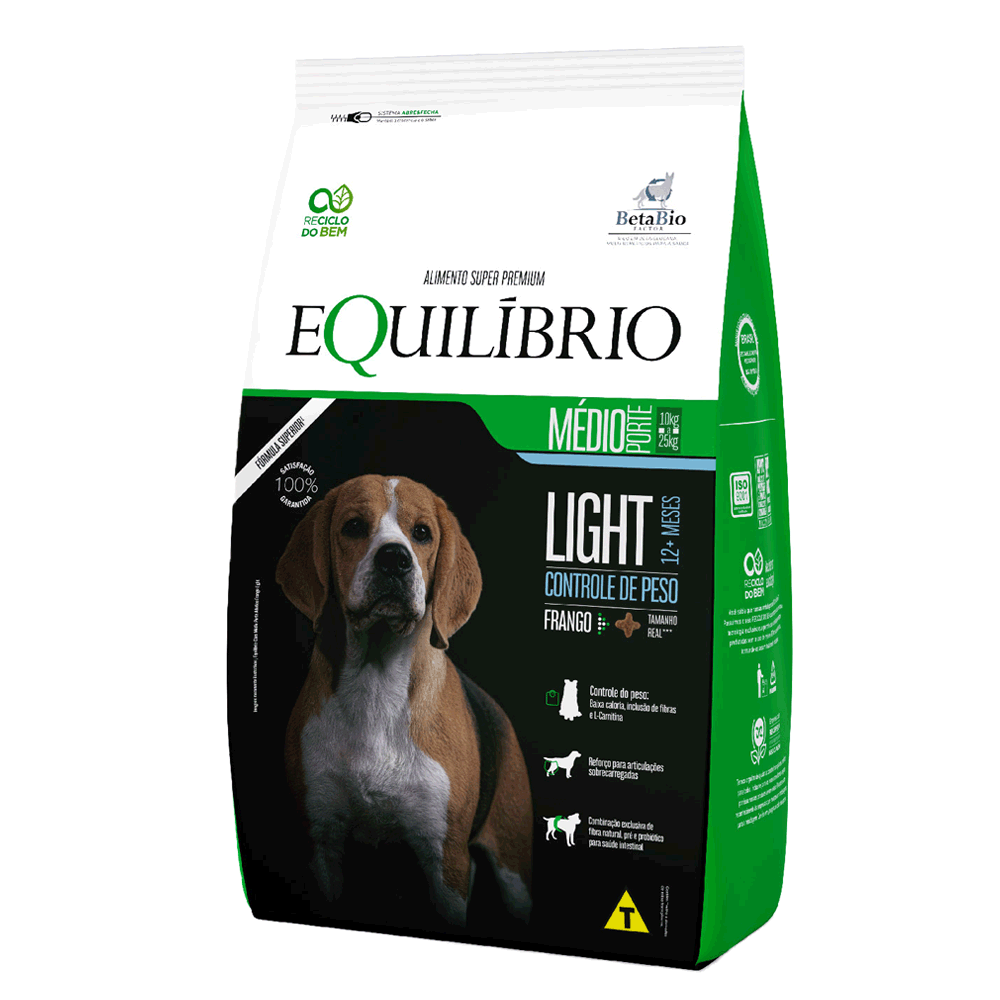 Ração Equilíbrio para Cães Adultos Porte Médio Light Frango