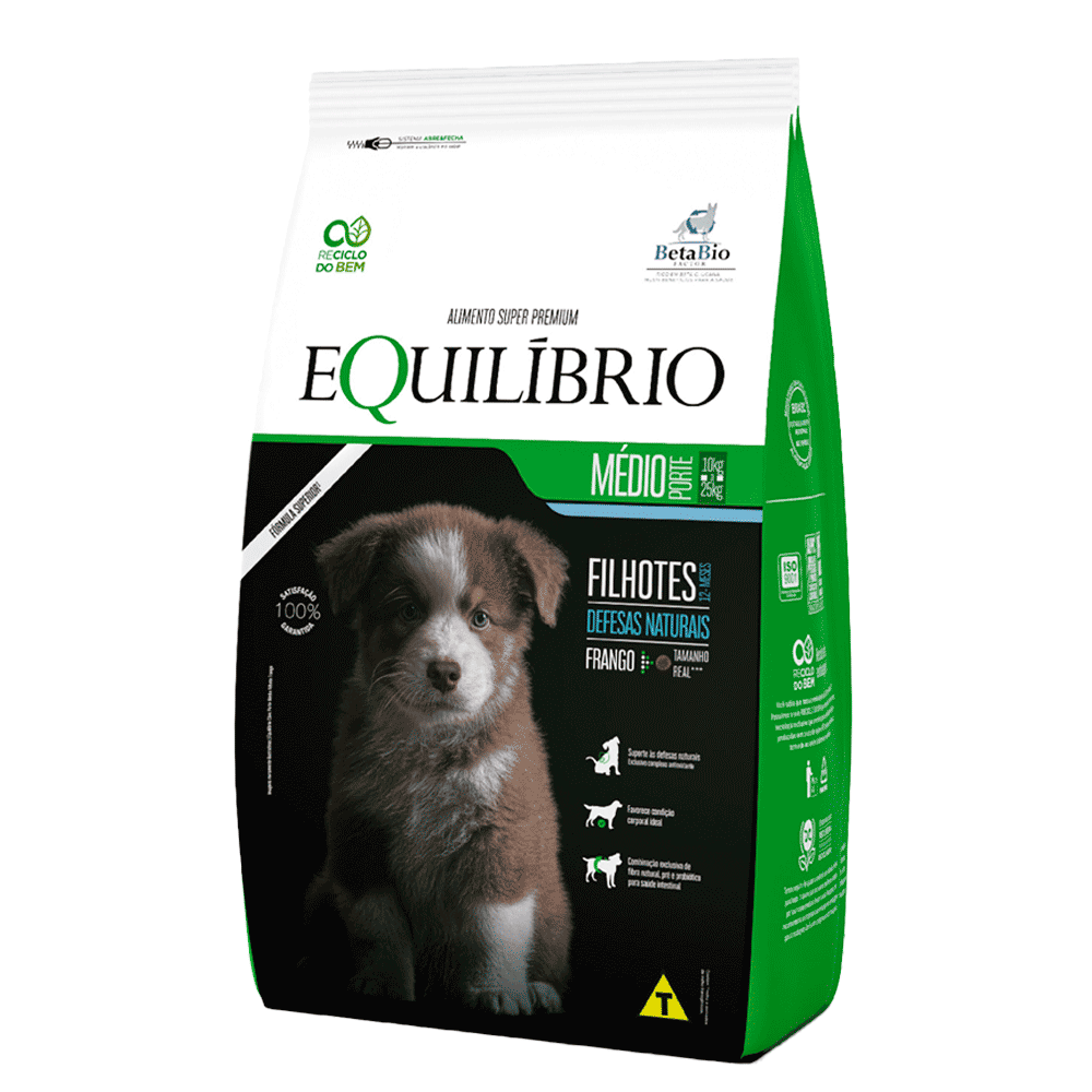 Ração Equilíbrio para Cães Filhotes Porte Médio Frango