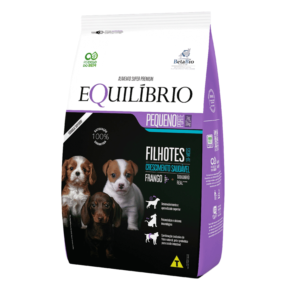 Ração Equilíbrio para Cães Filhotes Porte Pequeno Frango