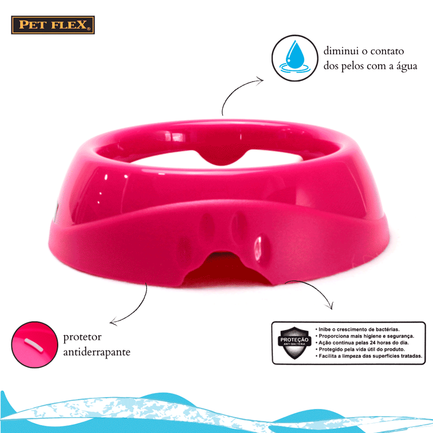 Bebedouro Pelo Longo Pet Flex Rosa Detalhes