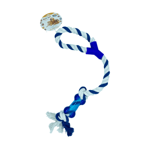 Brinquedo Corda com Puxador e Ossinho Savana Azul e Branco – Único