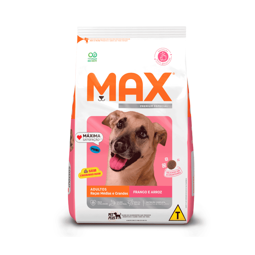 Ração Max para Cães Adultos Raças Médias e Grandes Frango e Arroz