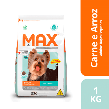 Ração Max para Cães Adultos Raças Pequenas Carne e Arroz 1 Kg