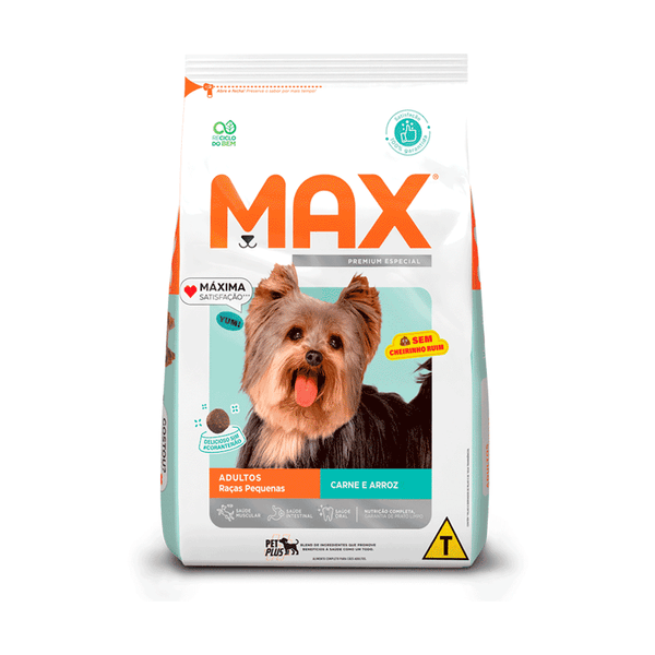 Ração Max para Cães Adultos Raças Pequenas Carne e Arroz 10,1 kg