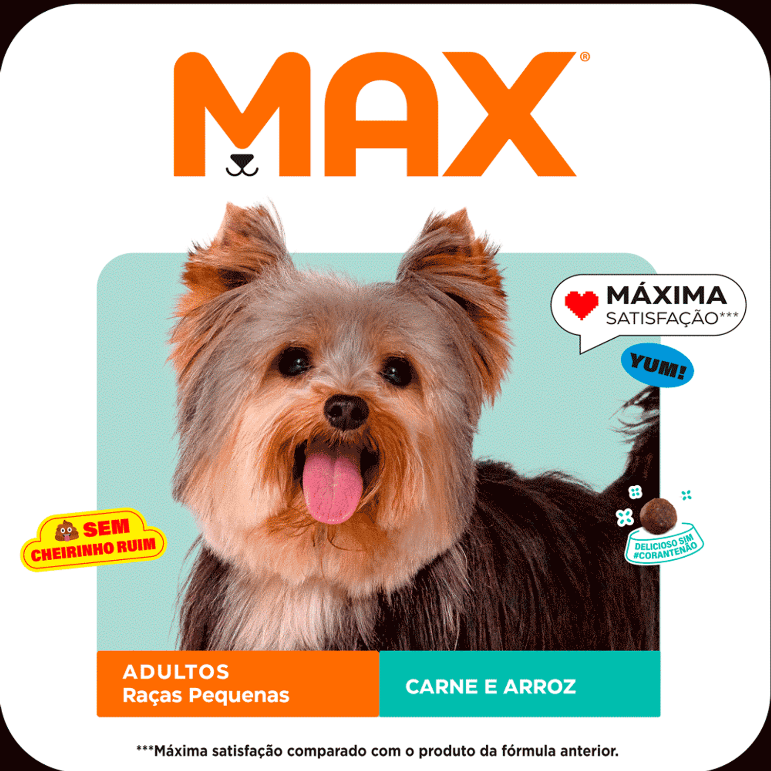 Ração Max para Cães Adultos Raças Pequenas Carne e Arroz Máxima Satisfação
