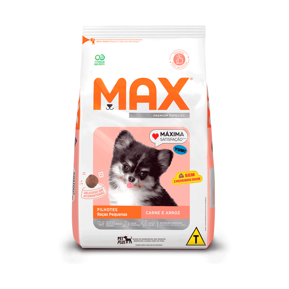 Ração Max para Cães Filhotes Raças Pequenas Carne e Arroz