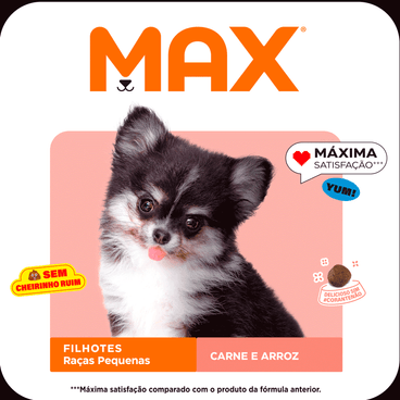 Ração Max para Cães Filhotes Raças Pequenas Carne e Arroz Máxima Satisfação