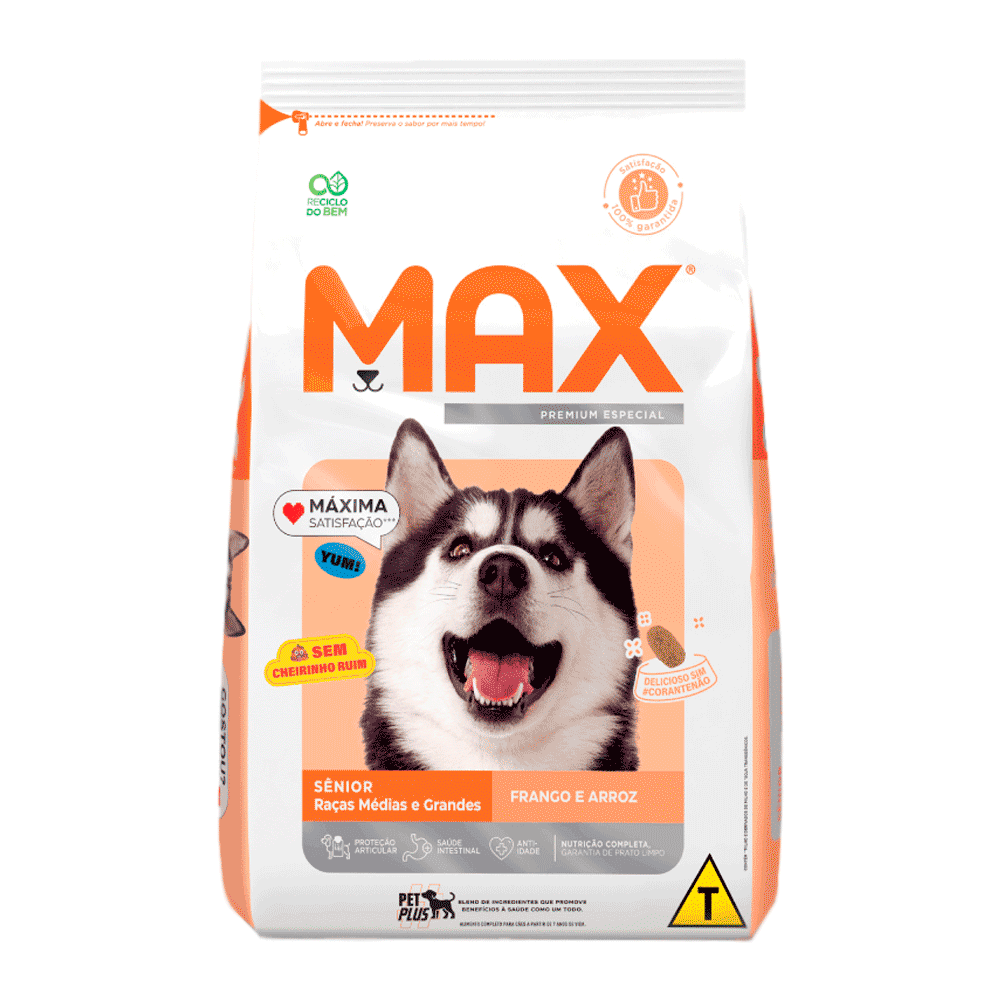 Ração Max para Cães Sênior Raças Médias e Grandes Frango e Arroz