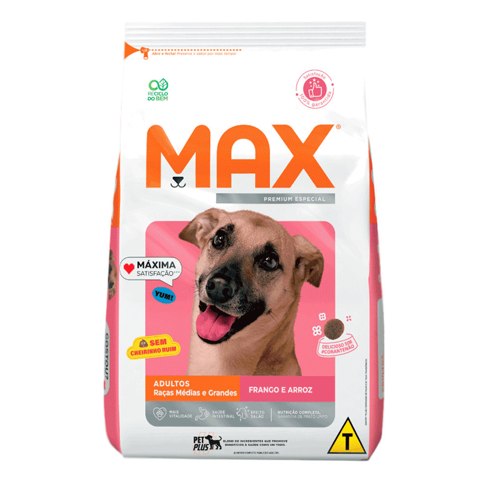 Ração Max para Cães Adultos Raças Médias e Grandes Frango e Arroz
