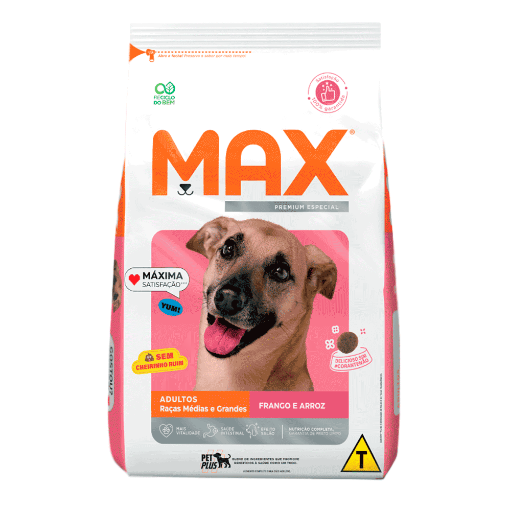 Ração Max para Cães Adultos Raças Médias e Grandes Frango e Arroz