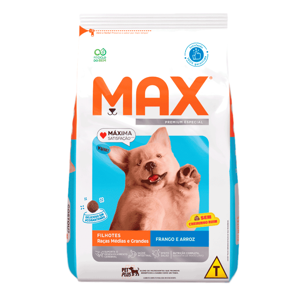 Ração Max para Cães Filhotes Raças Médias e Grandes Frango e Arroz