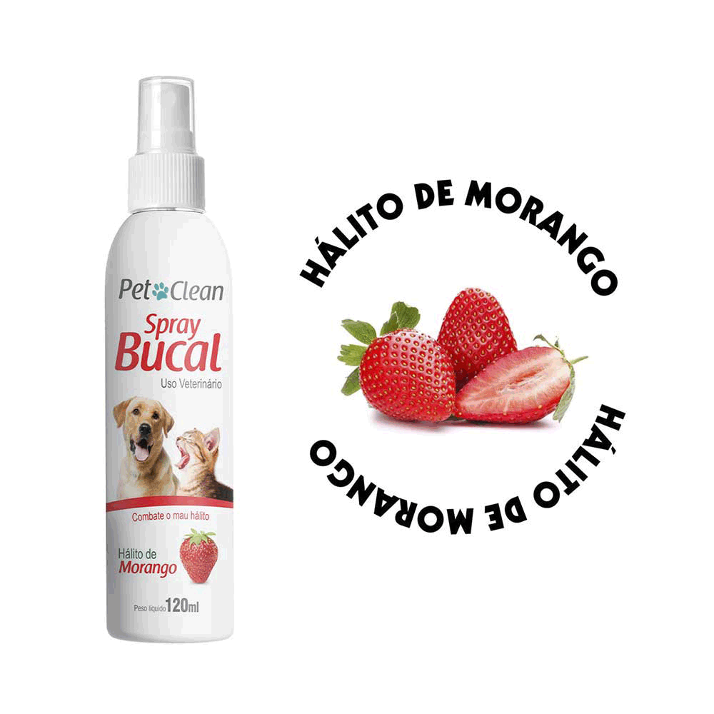 Spray Bucal Morango Cães e Gatos Pet Clean