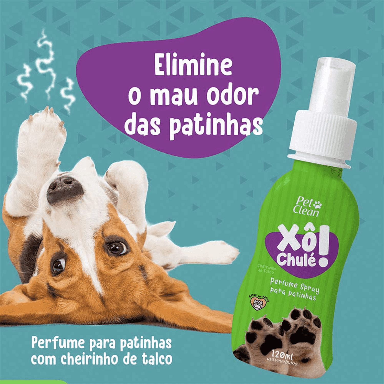 Perfume Spray Xô Chulé Pet Clean cheirinho de talco