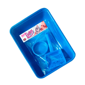 Kit Comedouro, Pá e Caixa de areia Furacão Pet Azul