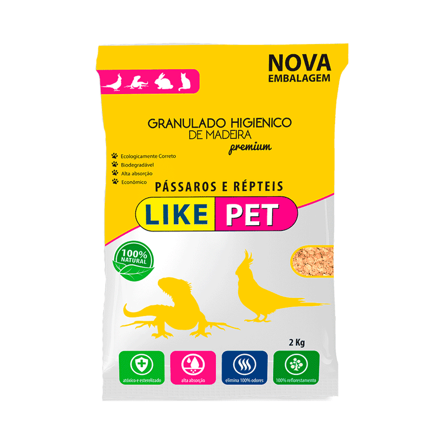 Granulado Higiênico Like Pet Pássaro e Répteis