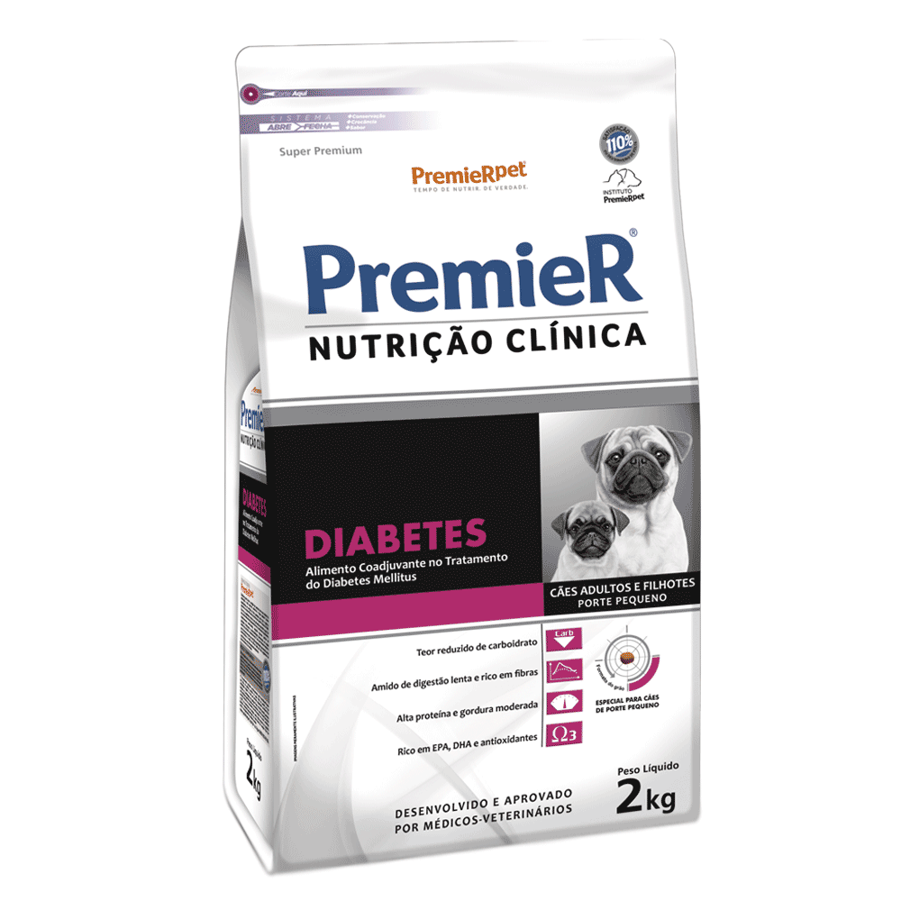 Ração Premier Nutrição Clínica Diabetes Cães Adultos e Filhotes Raças Pequenas