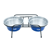 Comedouro Aramado Duplo NF Pet Azul