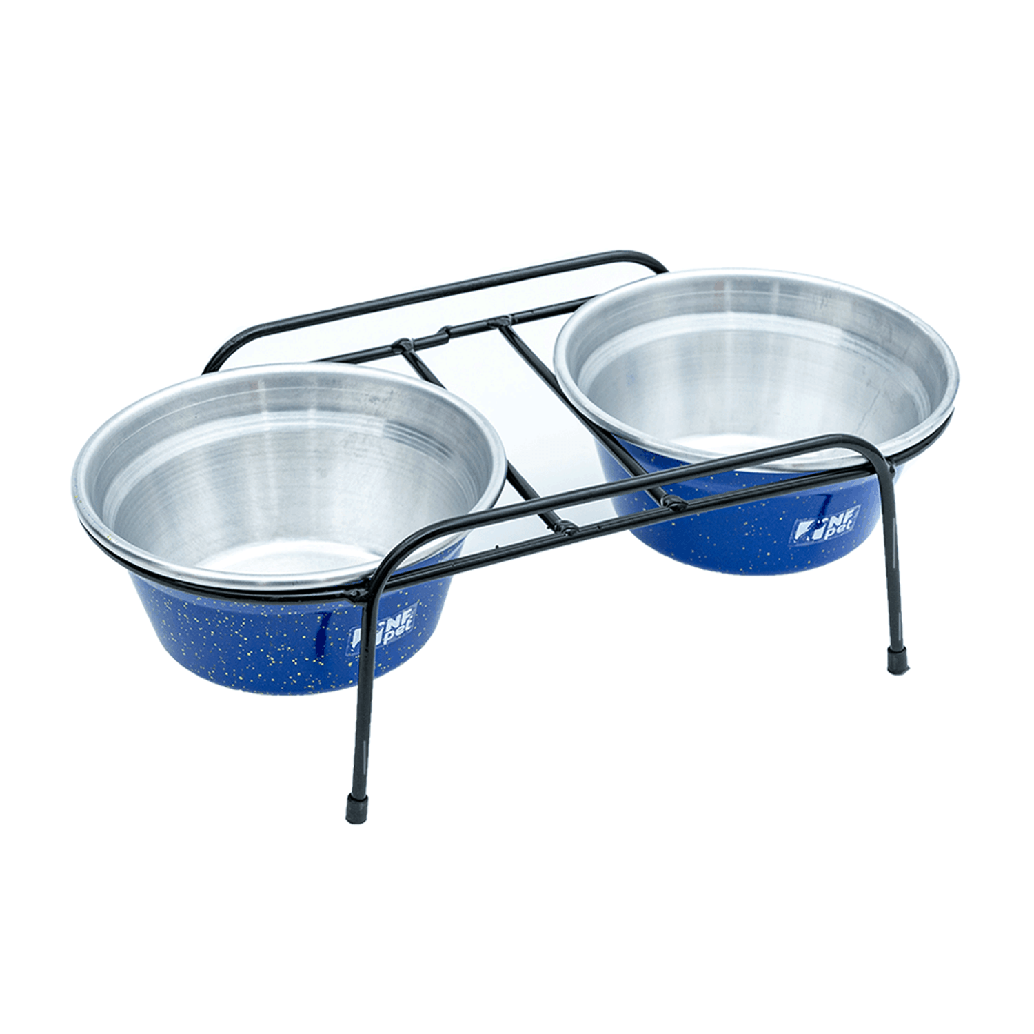 Comedouro Aramado Duplo NF Pet Azul lado