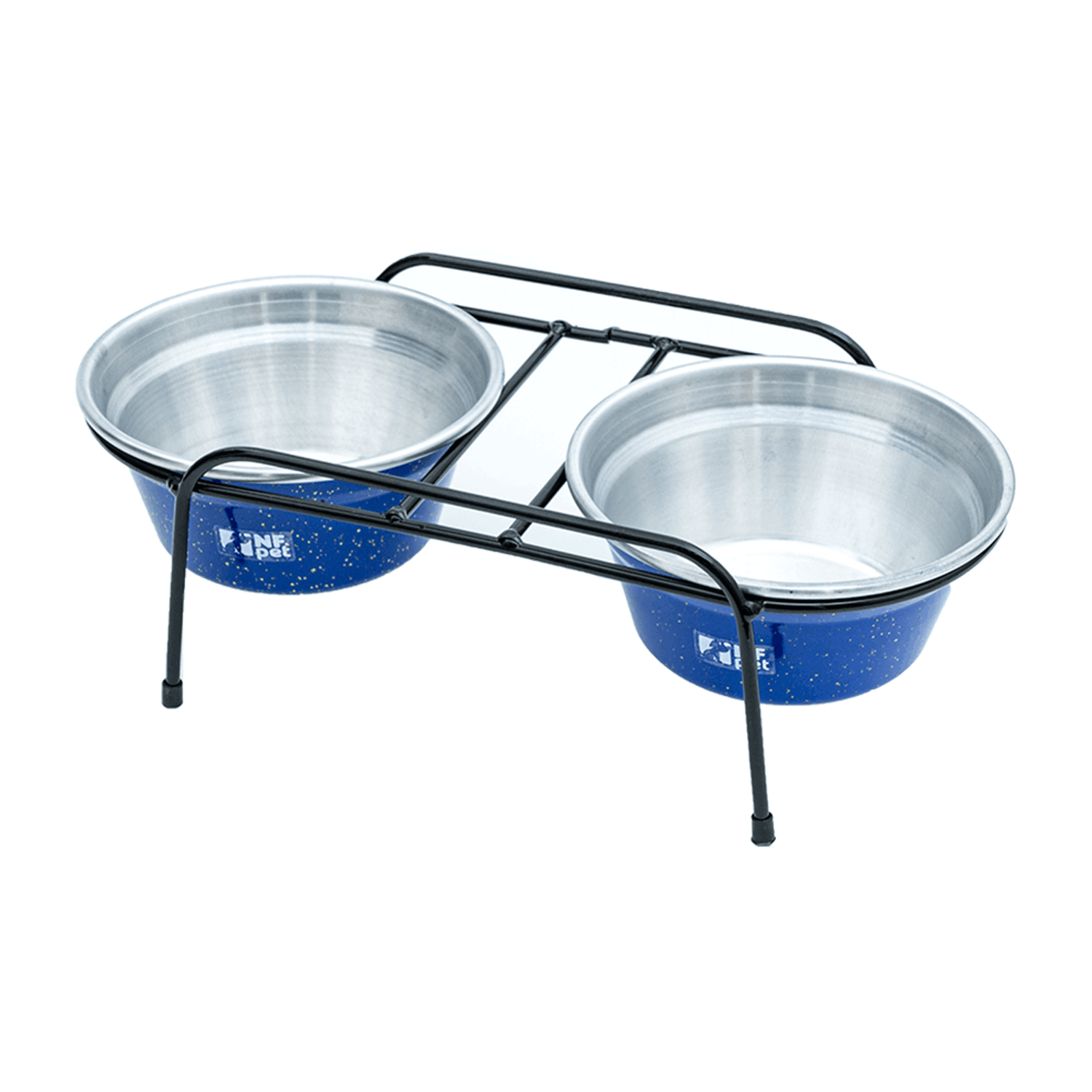 Comedouro Aramado Duplo NF Pet Azul lado