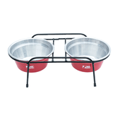 Comedouro Aramado Duplo NF Pet Vermelho