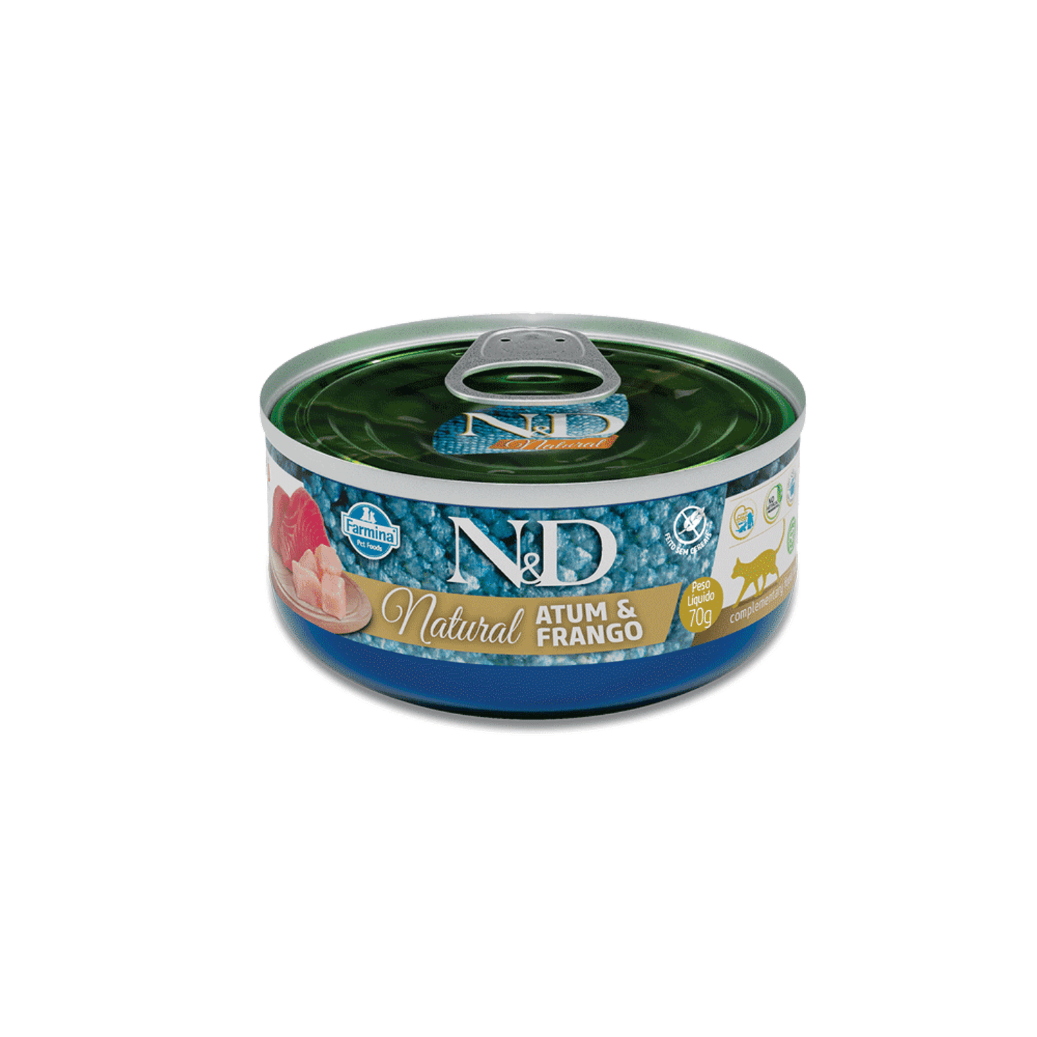 Ração Úmida Lata N&D Feline Wet Natural Atum com Frango 70g