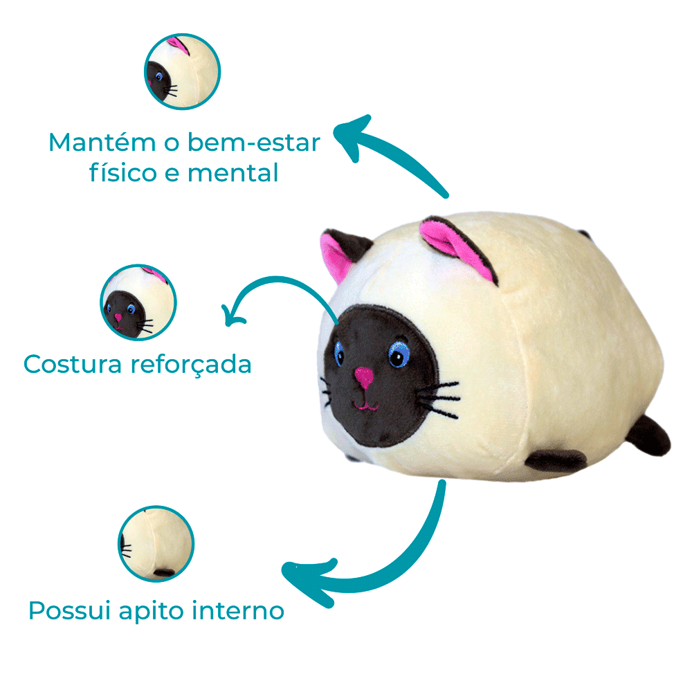 Pelúcia Gato Realista Siamês 30cm - Shoptoys Brinquedos e Colecionáveis