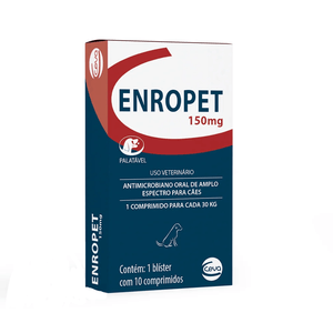 Antibiótico Enropet 150 mg Ceva para Cães - 10 comprimidos