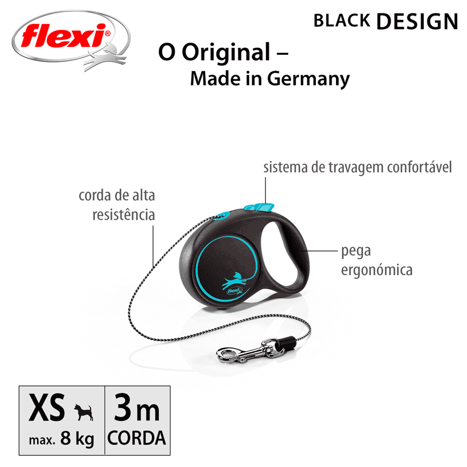 Guia Retrátil Black Design Flexi Azul Informações